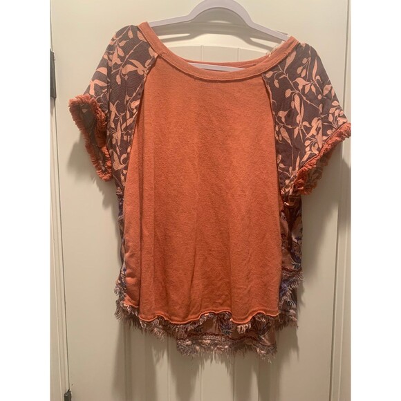 floral mixed media top by umgee - Picture 1 of 6